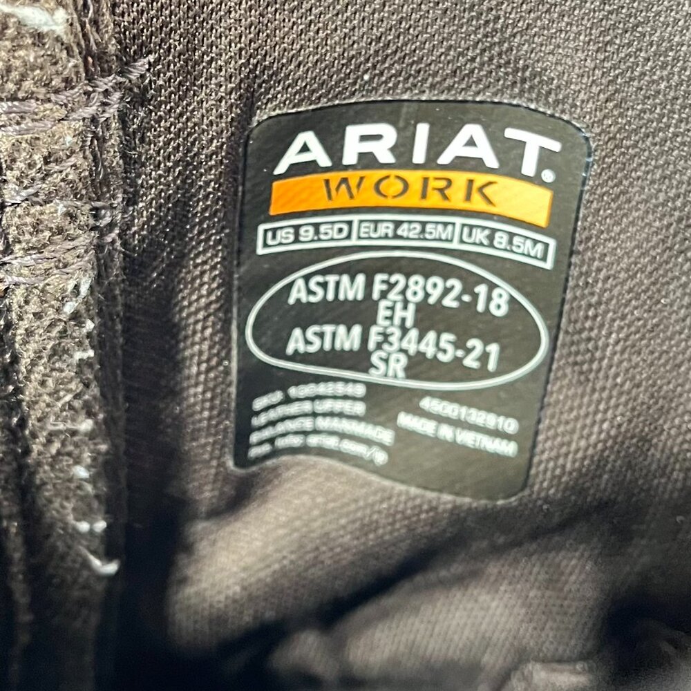 Ariat Groundstomper Work Boots Brown/Olive Green Men’s 9.5 D Pull-On Square Toe - Picture 13 of 15